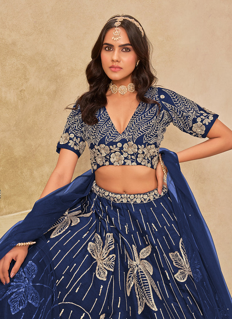 Blue Silk Lehenga Choli 