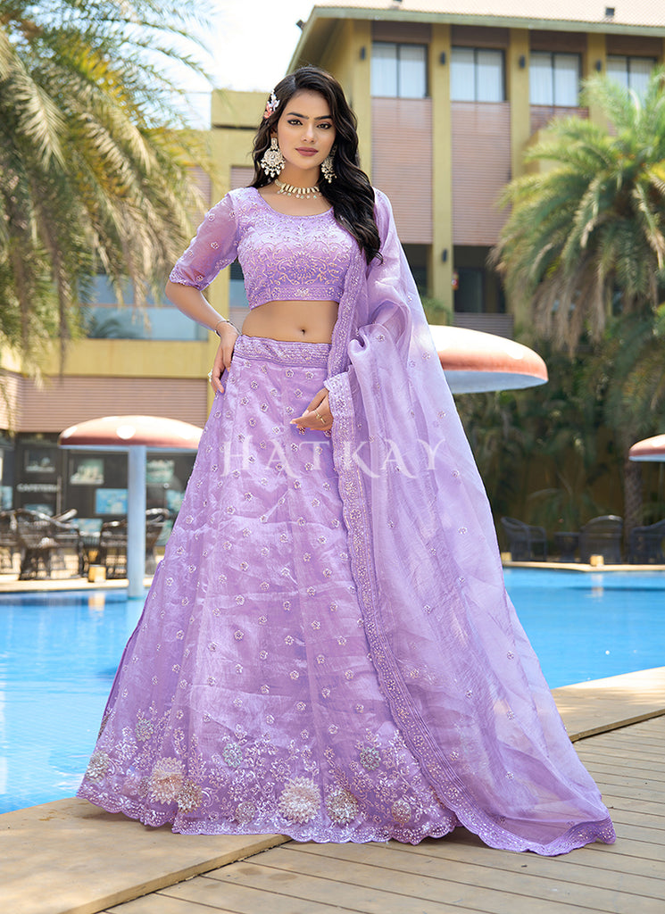 Buy Lavender Lehenga Choli For Women 