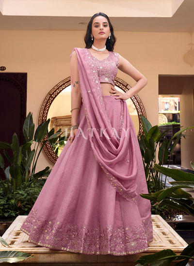 Rich Pink Embroidered Lehenga Choli