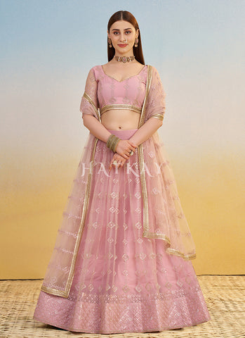Pink Embroidered Lehenga Choli