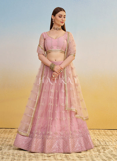 Pink Embroidered Lehenga Choli