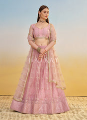 Pink Embroidered Lehenga Choli