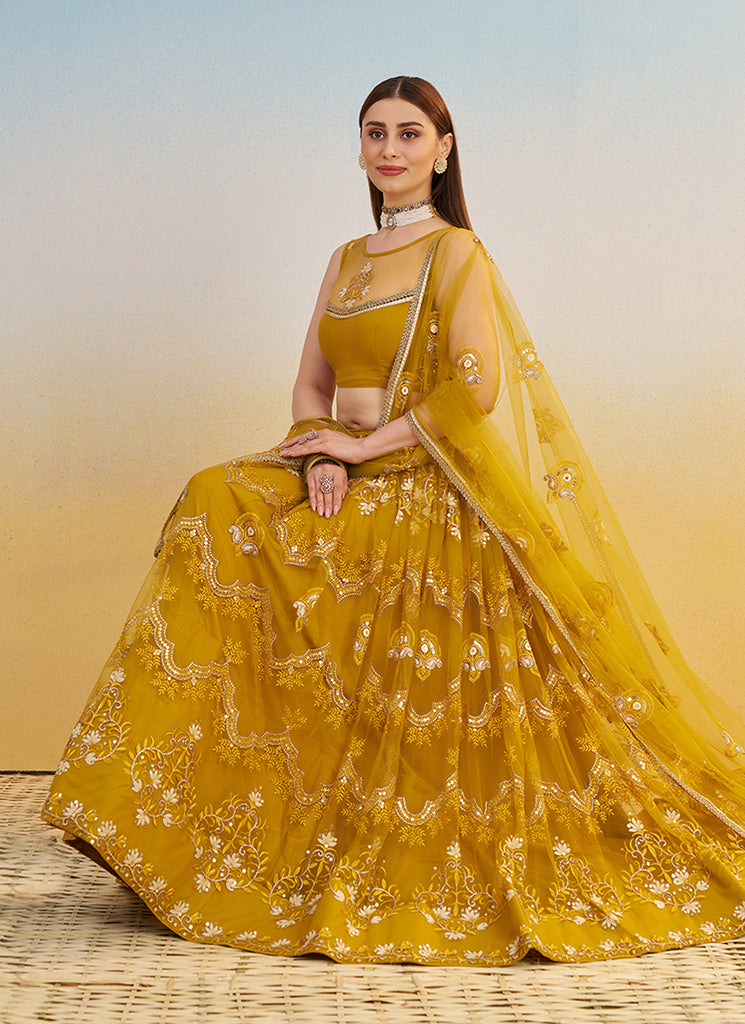 Mustard Yellow Bollywood Lehenga Choli