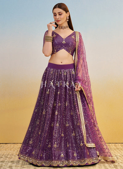 Purple Embroidered Lehenga Choli