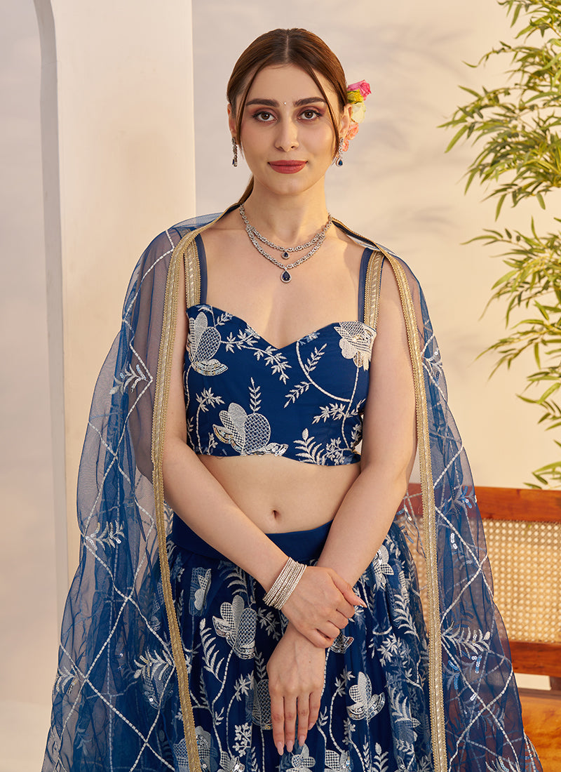 Buy Royal Blue Lengha Choli At Hatkay