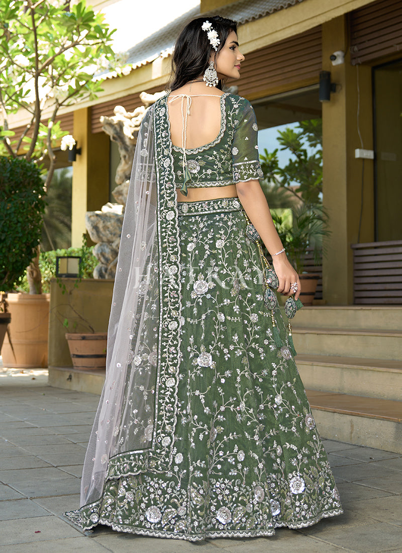 Sage Green Wedding Lehenga Choli