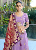 Purple And Red Embroidered Wedding Lehenga Choli