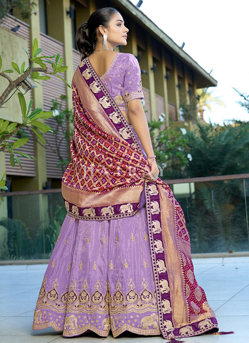 Purple And Red Wedding Lehenga Choli