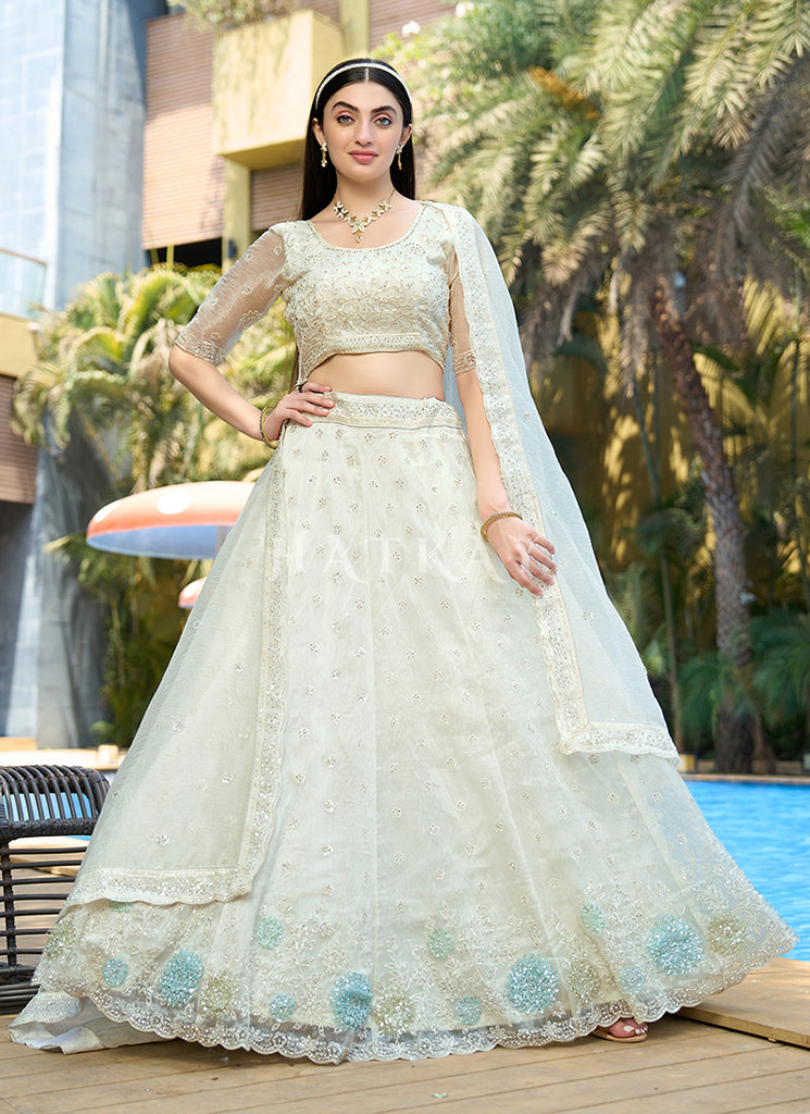 Off White Lehenga Choli With Dupatta
