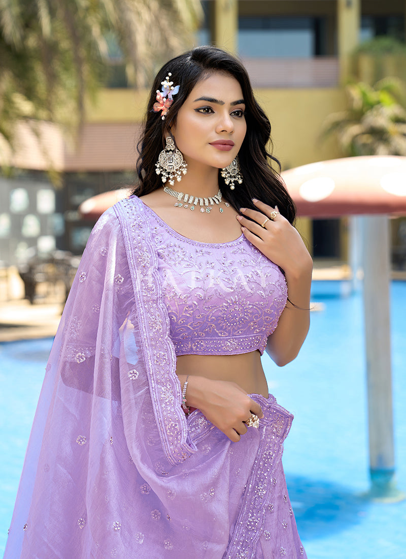 Buy Lavender Lehenga Online At HAtkay