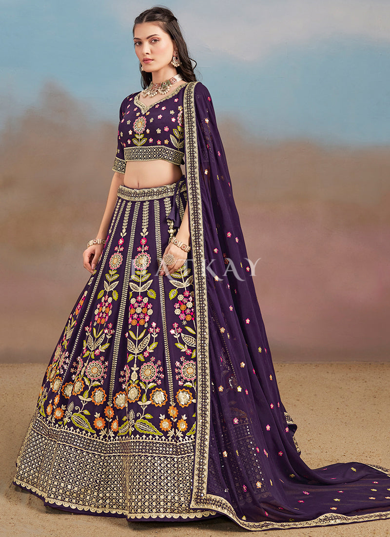 Purple Bridal Lehenga Choli