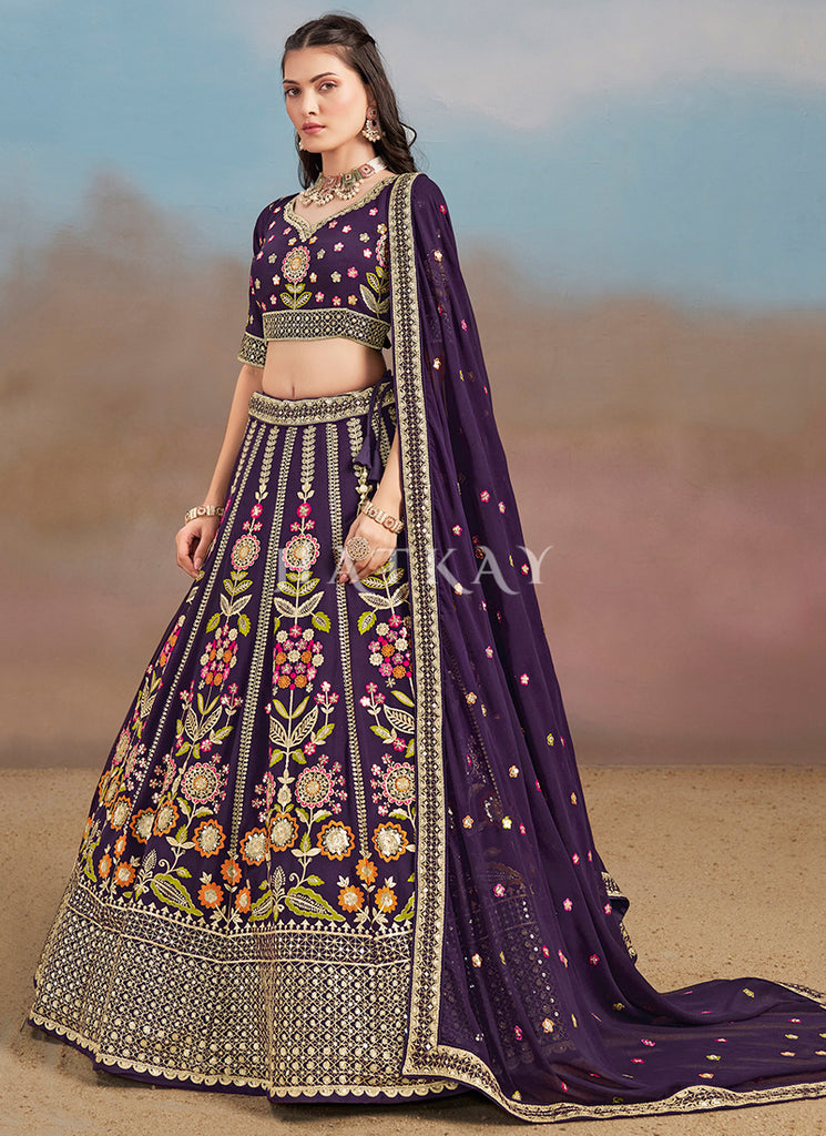 Purple Bridal Lehenga Choli