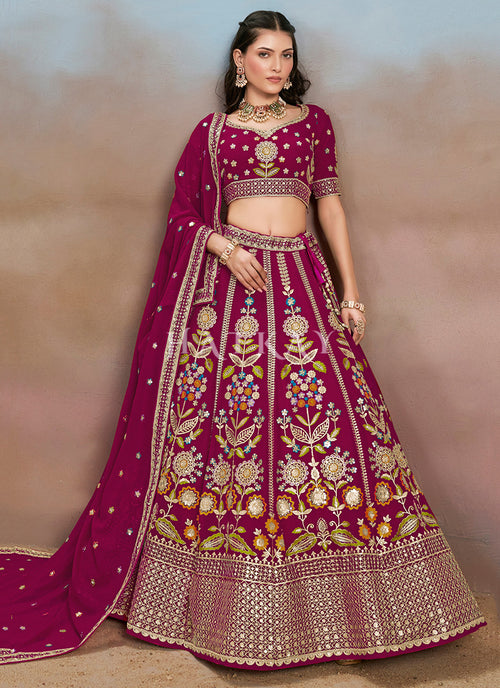 Magenta Pink Bridal Lehenga Choli
