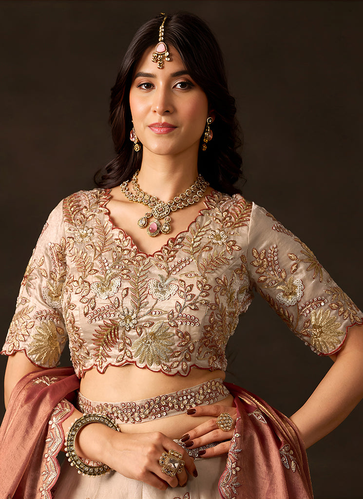 Buy Beige And Lehenga Choli In France