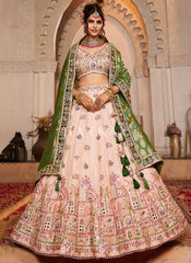 Peach Embroidery Lehenga Choli
