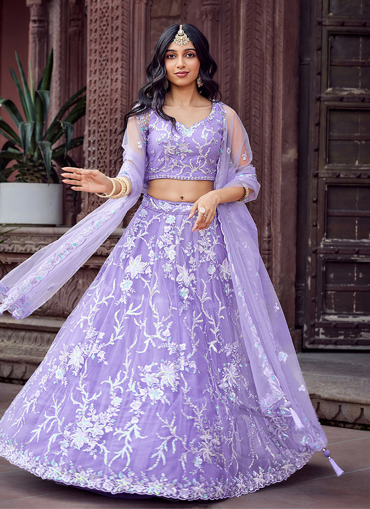 Women Lavender Designer Lehengas Choli