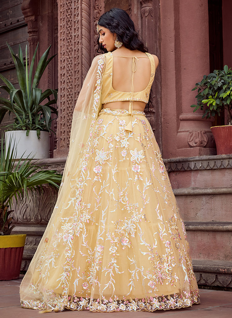 Buy Pastel Yellow Festive Lehenga Choli In Canada