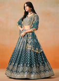 Blue Embroidered Bridal Lehenga Choli