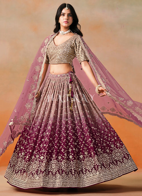Maroon Embroidered Bridal Lehenga Choli