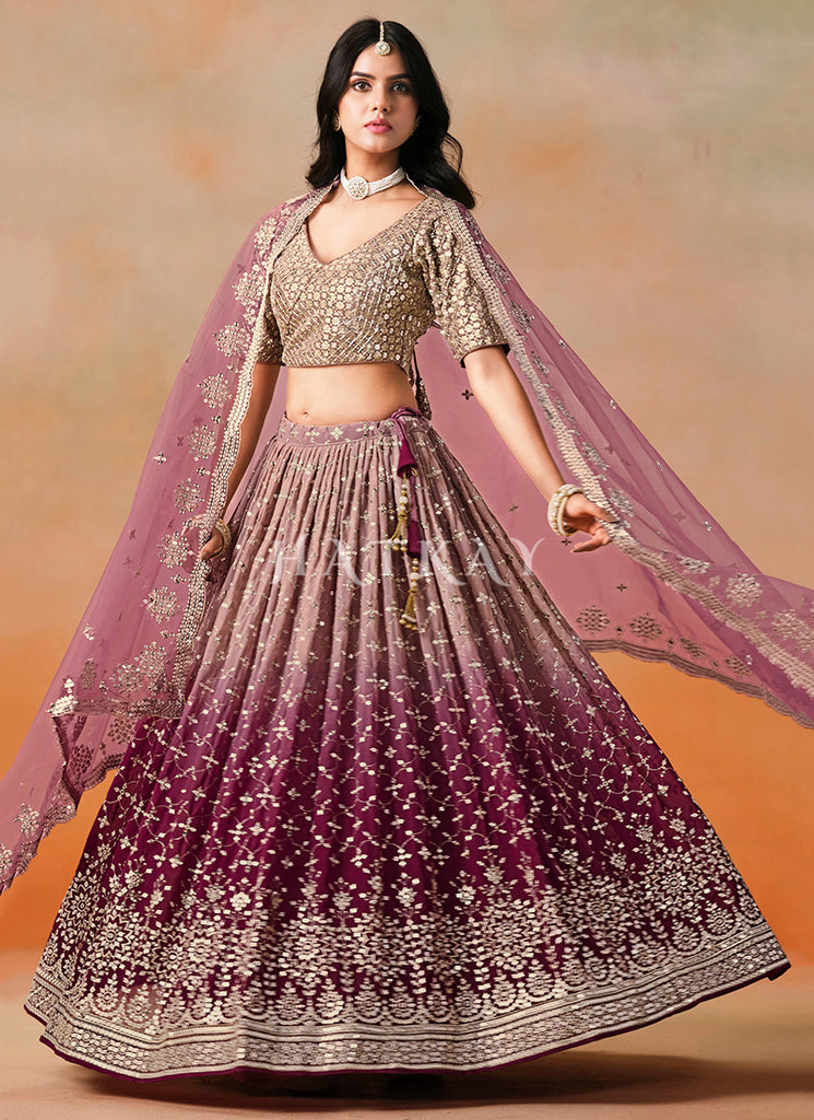 Maroon Embroidered Bridal Lehenga Choli