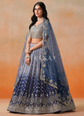 Blue Embroidered Bridal Lehenga Choli