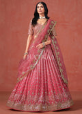 Peach Ombré Embroidered Bridal Lehenga Choli