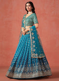 Turquoise Embroidered Bridal Lehenga Choli
