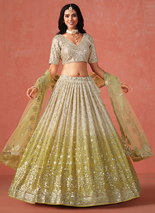 Yellow Embroidered Bridal Lehenga Choli
