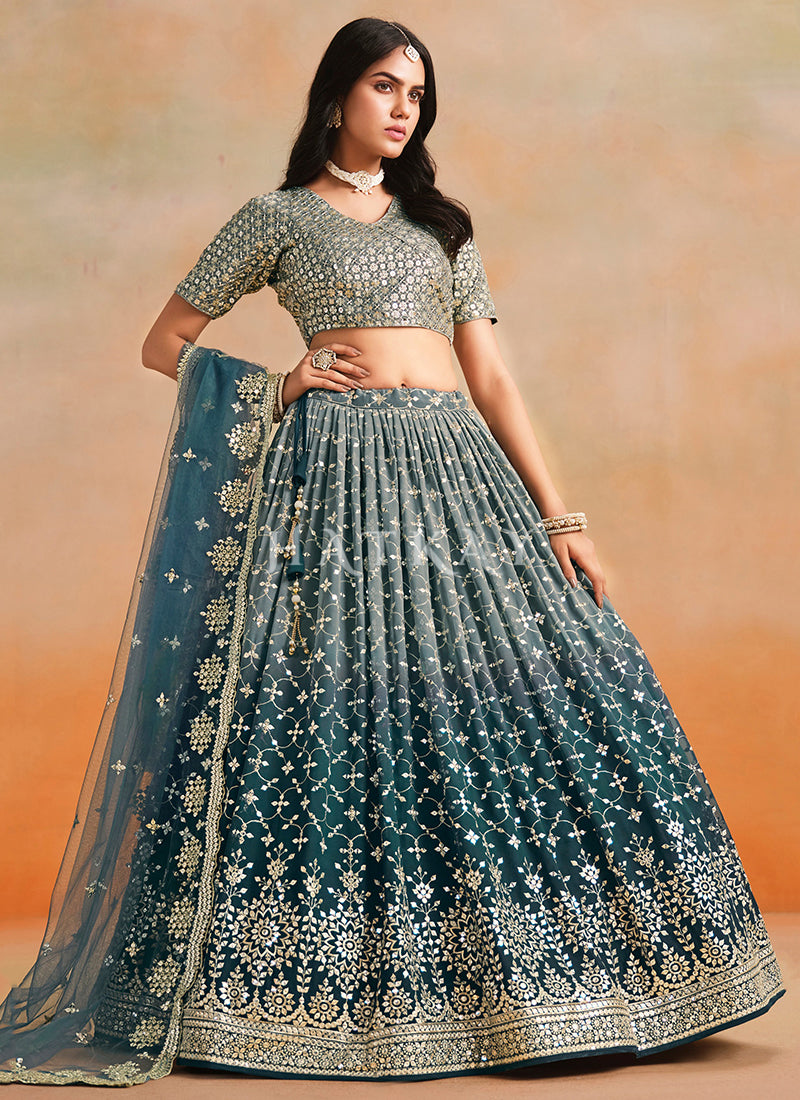 Blue Bridal Lehenga Choli
