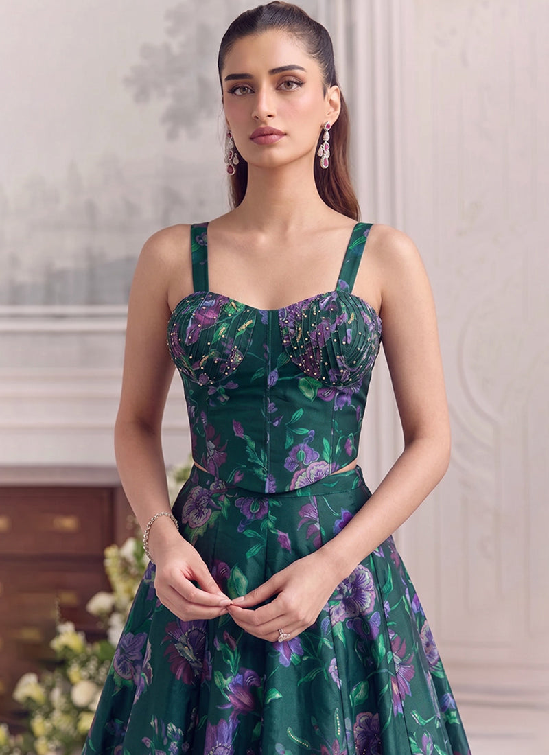 Shop Green Partywear Lengha Set 