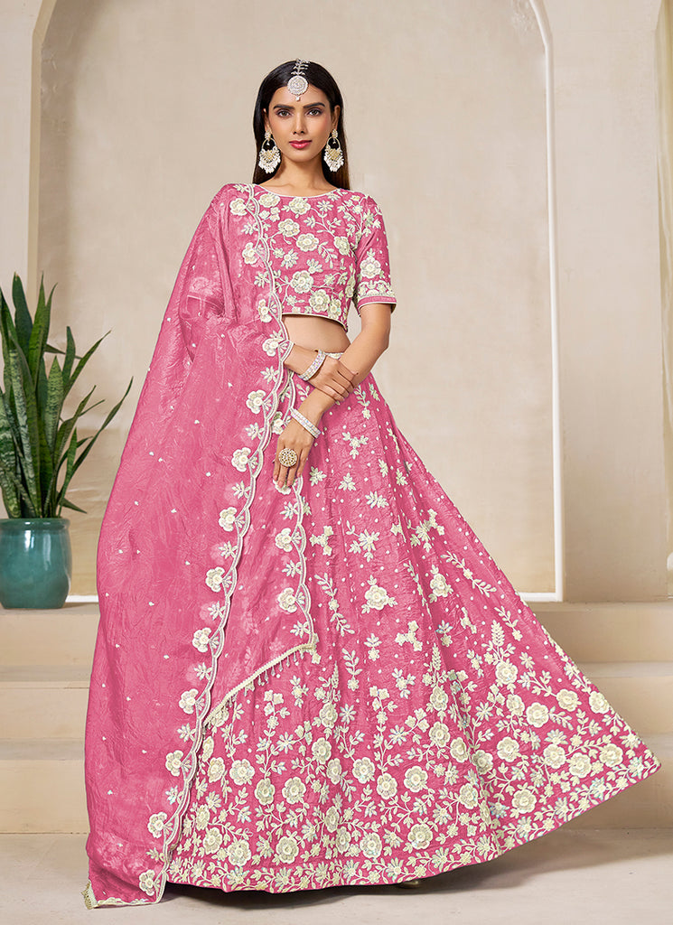 Pink Embroidered Traditional Lehenga Choli