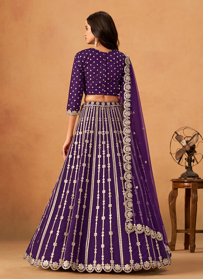 Purple Zari Embroidery Festive Lehenga Choli