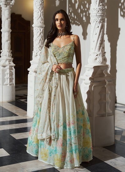 Manjari – Ivory Lime Lehenga Set
