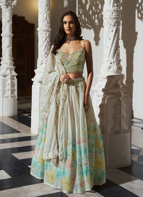 Manjari – Ivory Lime Lehenga Set