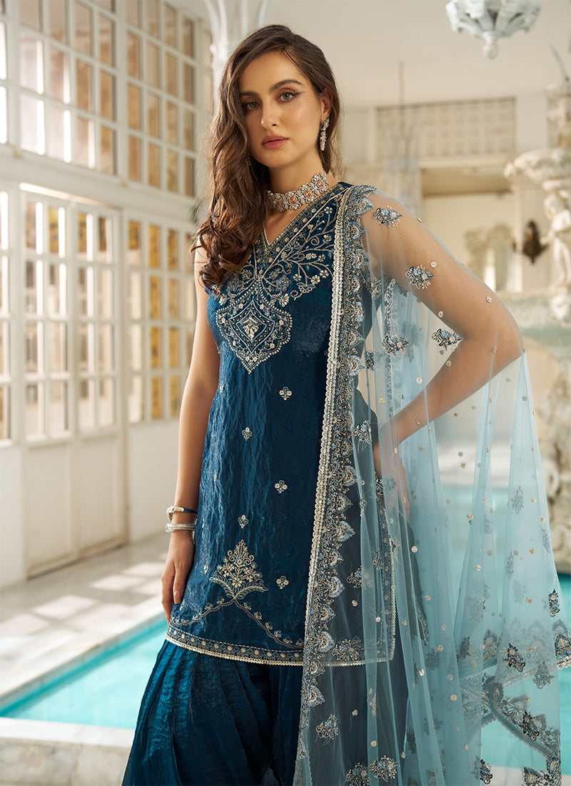 Teal Blue Patiala Suit For Women