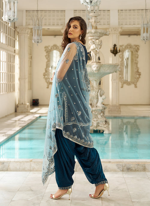 Buy Teal Blue Punjabi Set | Hatkay