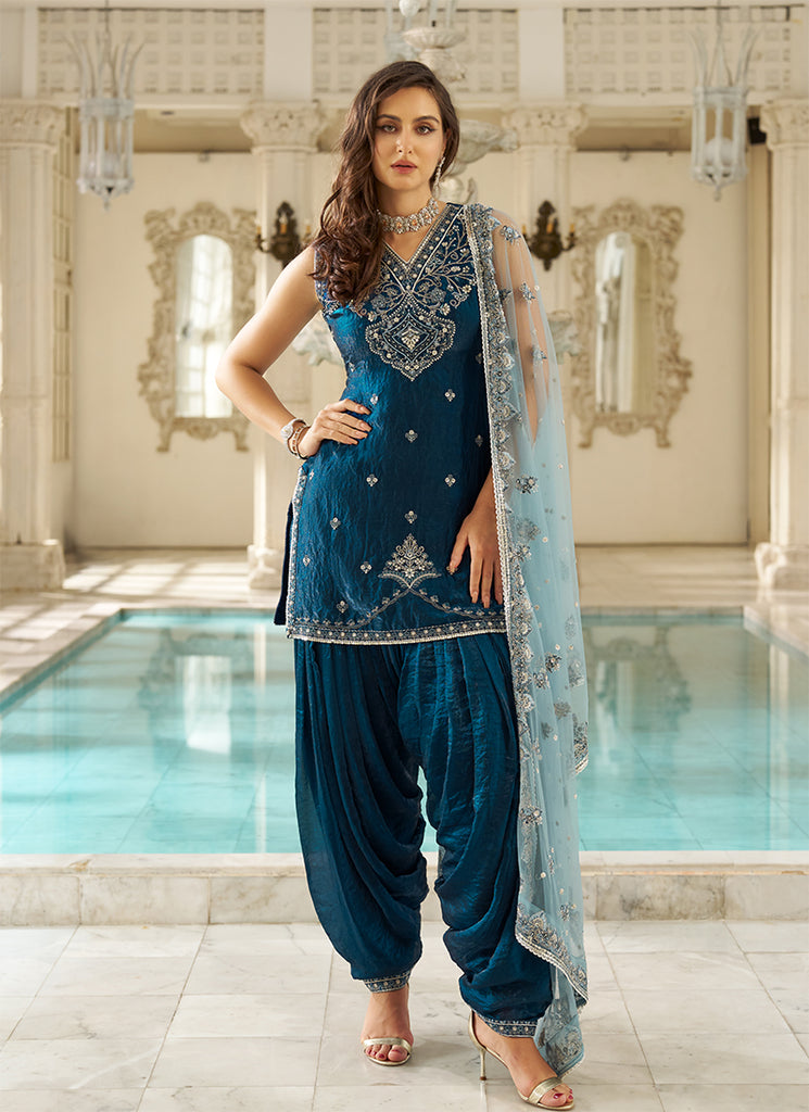 Mehr – Teal Blue Patiala Set