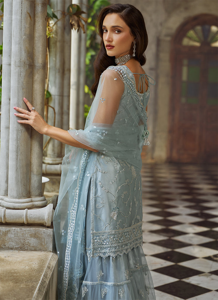 Buy Mist Blue Gharara Set In USA