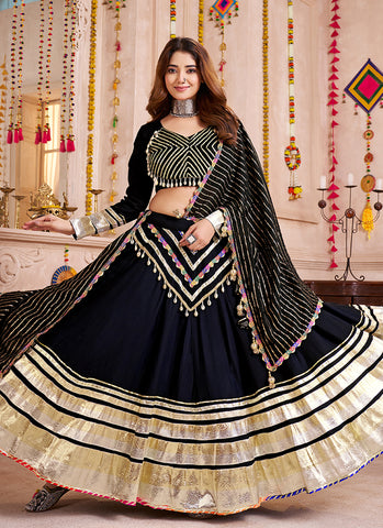Black Kutchi Embroidered Navratri Chaniya Choli