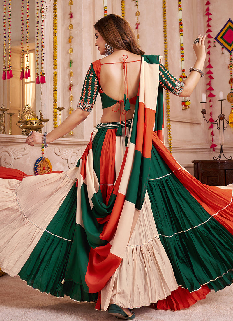 Buy Green And Orange Navratri Chaniya Choli Online