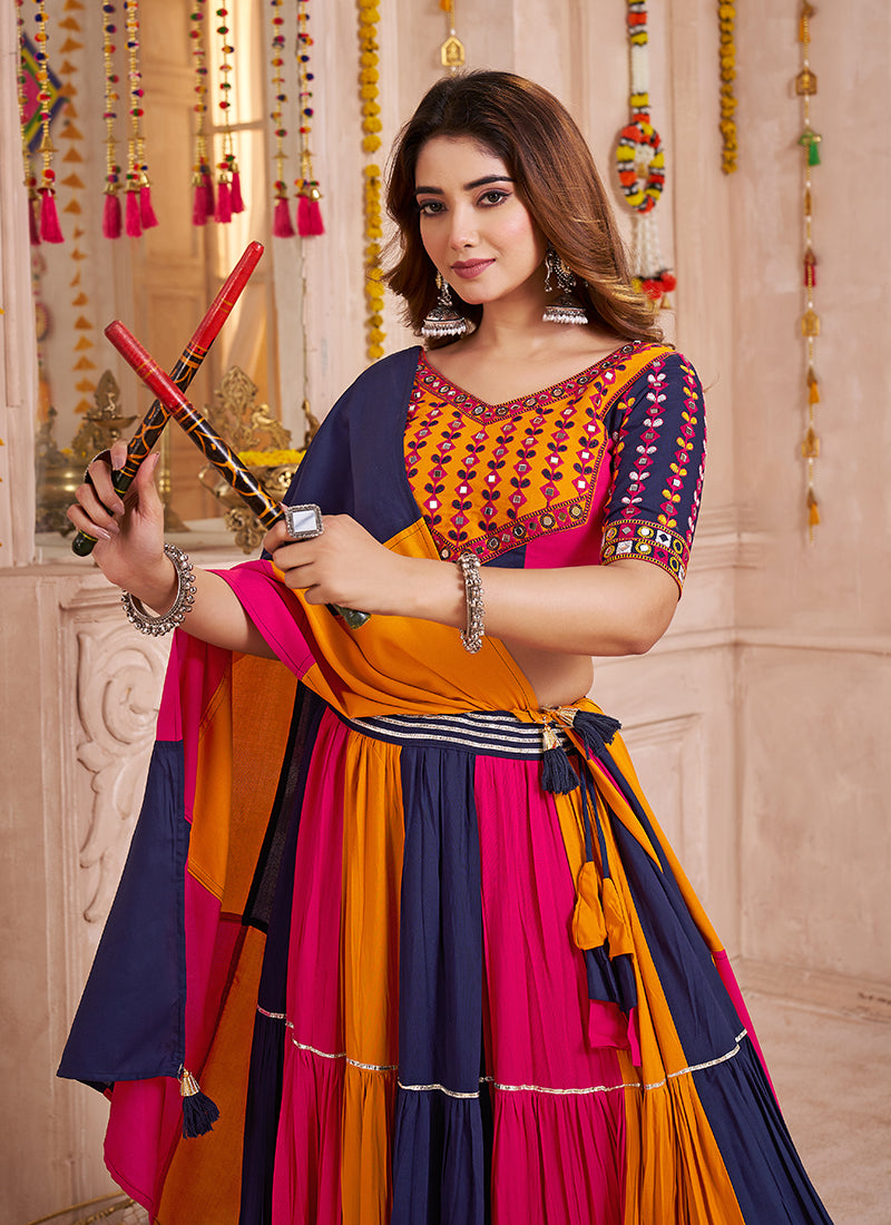 Orange And Purple Lehenga For Navratri