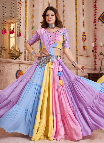 Purple Multicolored Kutchi Traditional Navratri Chaniya Choli