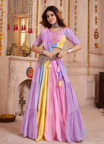 Purple Multicolored Kutchi Traditional Navratri Chaniya Choli