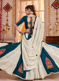 Buy White And Teal Gujarati Chaniya Choli
