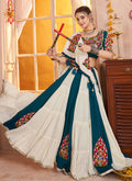 Buy White And Teal Lehenga For Navratri