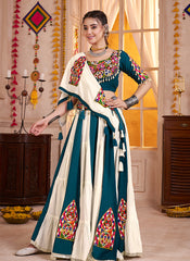 Shop White And Teal Traditional Navratri Chaniya Choli