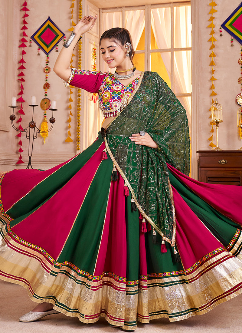 Shop Pink And Green Traditional Navratri Chaniya Choli