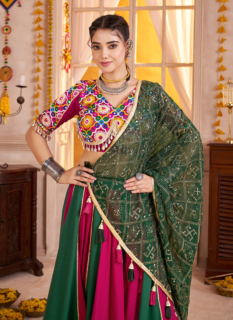 Buy Pink And Green Navratri Chaniya Choli In Canada