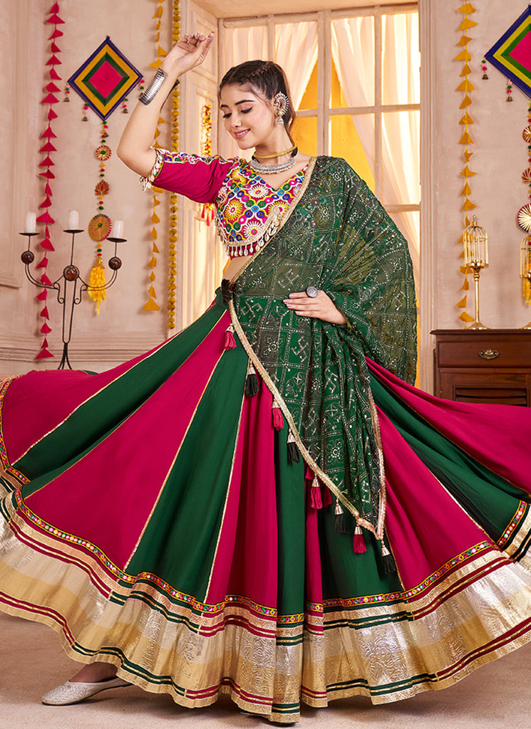 Shop Pink And Green Traditional Navratri Chaniya Choli