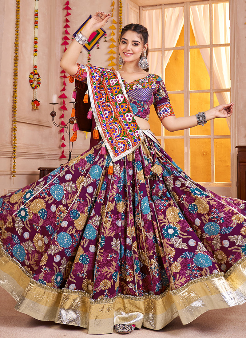Buy Purple Navratri Lehenga Choli In USA